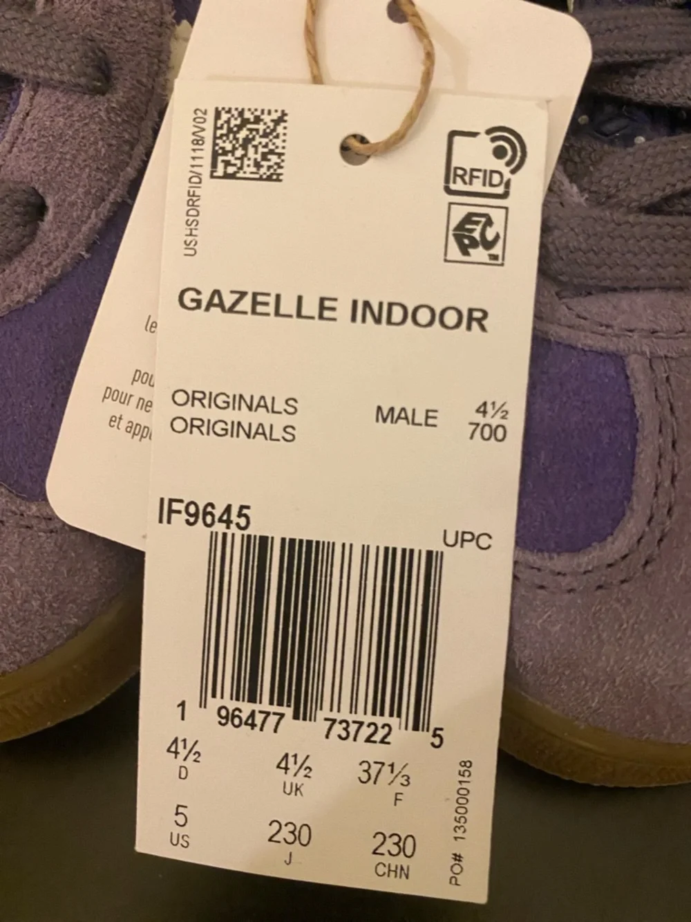 NWT - Adidas Gazelle Lavender Suede Sneakers - Men’s 5 /  Women’s 6 - Picture 10 of 10